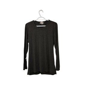 1. State grey tunic top with crisscross back detail size L